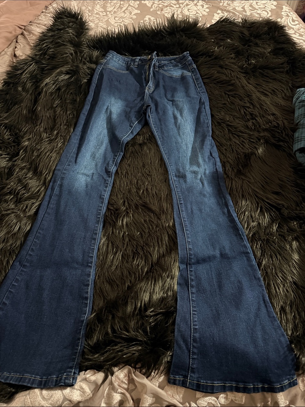 High-Rise Dark Blue Flare Jeans for Women